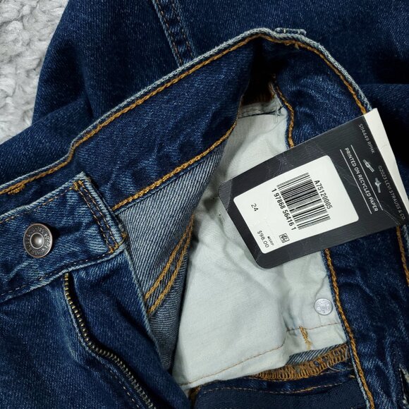 Levi's Premium Ankle Column Denim Midi Jean Skirt Size 24 Dark Wash Blue - Picture 5 of 10